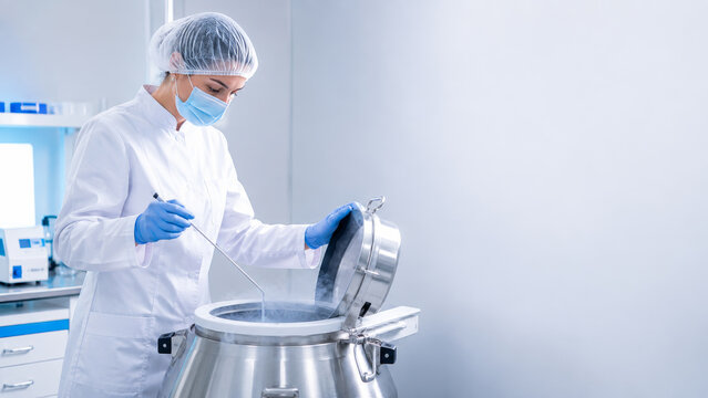 Cryopreservation embryologist IVF laboratory fertility reproductive medicine conception embryo freezing nitrogen storage