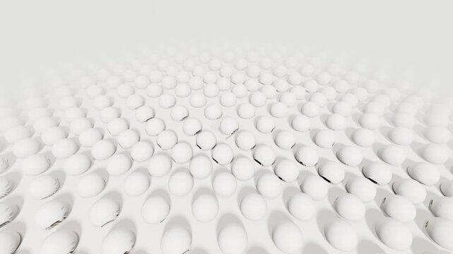 White spheres grid pattern wave 3D motion background seamless loop 4K