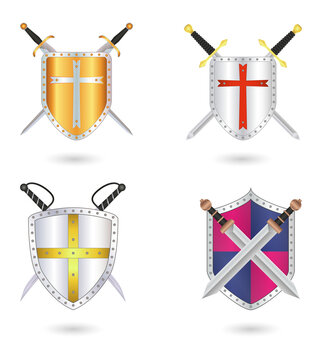 Medieval Shields with Swords Transparent Background