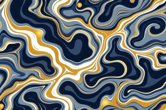 A surface pattern design of abstract fluid marbling effects mimicking eerie ectoplasm in shades of soft grey, white, and metallic gold.