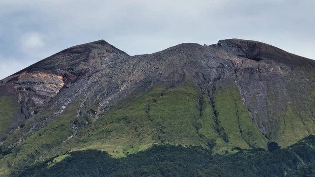 Top view of mount Kanlaon is a complex and active volcano surrounded by several craters and volcanic peaks. Canlaon volcano.