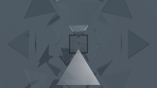 Geometric 3D animation of rotating abstract triangle shapes background loop