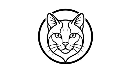 Obraz premium Stylized Cat Face Logo in Circle