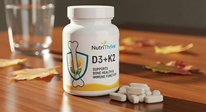 Boost your bone strength with D3+K2 supplements for better health, promoting your wellness and immunity this autumn season to ensure longevity