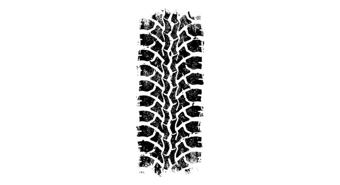 Black car tire tread textured pattern isolated on white background
