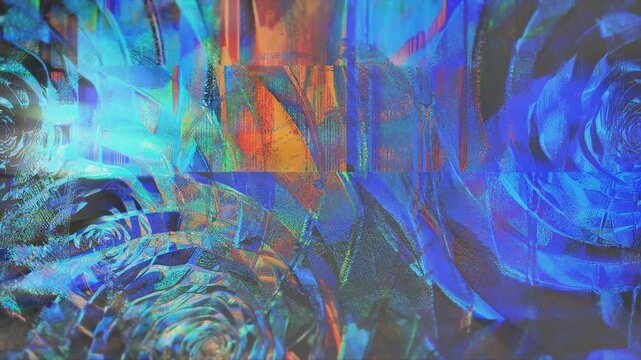 Chaotic futuristic background featuring distorted blue fractal shapes and digital pixel sorting glitch effects. Dark moody cyber texture for modern design.