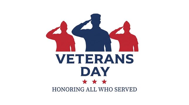 Veterans day graphic featuring military silhouettes saluting to honor those who served veterans military patriotic