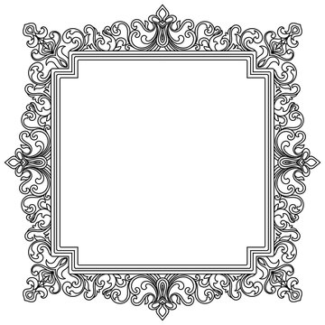 Hand-drawn vintage Baroque-style picture frames a set of cute sketches featuring classic museum-style mirrors.
