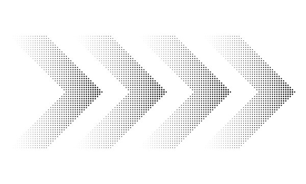 Four Linear Gradient Halftone Dot Chevrons