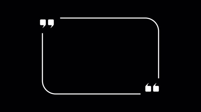 Minimalist Animated White Line Quote Box and Message Box Quote Template Alpha Channel. 4K Video