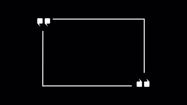 Modern White Line Animation of a Rectangular Quote Box and Message Box Template Alpha Channel. 4K Video