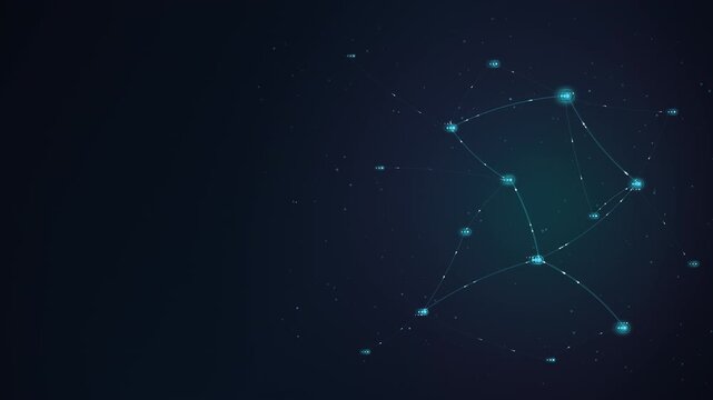 Abstract network constellation of glowing connected dots