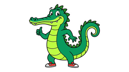Obraz premium Cartoon Alligator Giving Thumbs Up Gesture