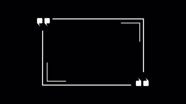 Minimalist White Line Animated Quote Box and Quote Template Message Box Alpha Channel. 4K Video