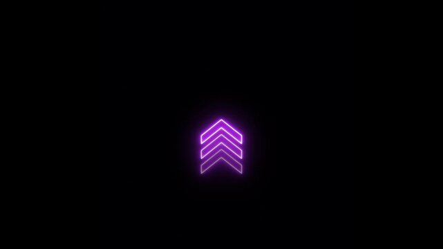 4k ultra hd 3840x2160 purple neon chevrons pointing up vertical animation glowing direction symbol dark background motion graphic looping video