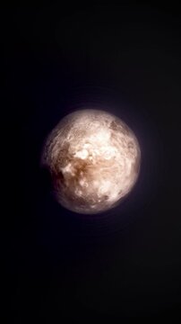 the Pluto isolated on black color, Rotating planet seamless loop footage in Ultra HD 4K