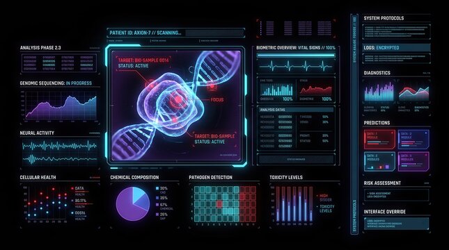 Futuristic medical HUD and biomedical interface collection