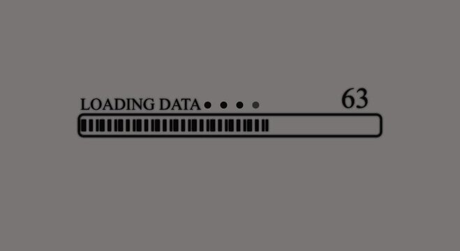 The black data loading bar indicates animation, percentage loading on a white background, loading text, pixel art, loading 0 to 100 percent. 4K Footage