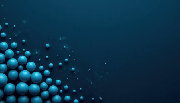 Abstract background featuring clusters of blue spheres on a dark surface spherical shapes 3D rendering geometric pattern minimalist design molecular structure abstract art 3D rendering