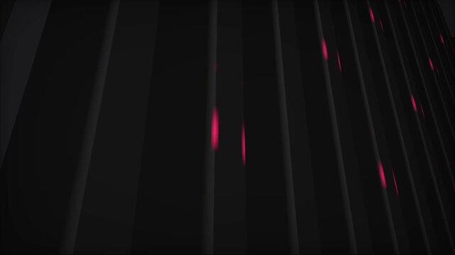 Abstract dark metallic columns with glowing red lights moving technology background loop