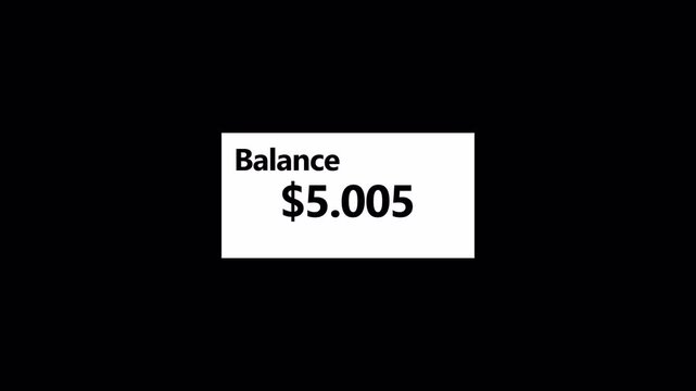 financial app interface dashboard with dollar in 4k animation with alpha cannel ten thousands counter template animation on transparent background account balance animation with $ sign
