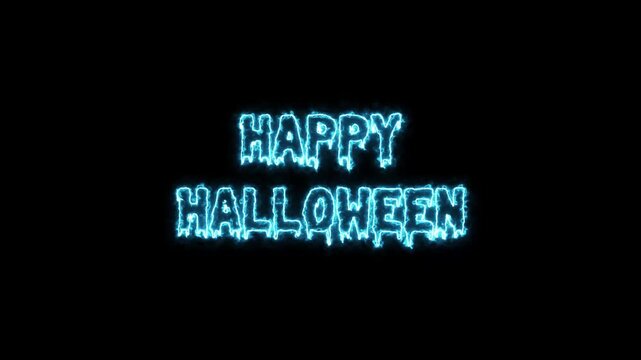 Electric Lightning Happy Halloween Text Reveal Loop Animation
