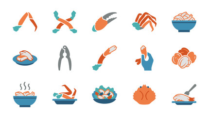 Obraz premium Detailed vector illustration of fresh snow crab meat legs and claws isolated on a white background. Professional seafood graphic for restaurant menus, food packaging, and culinary design.