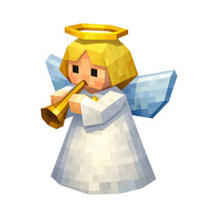 Obraz premium PNG Pixelated angel playing trumpet