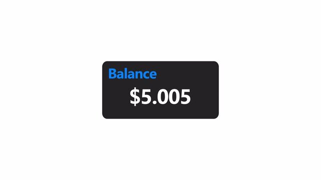 financial app interface dashboard with dollar in 4k animation with alpha cannel ten thousands counter template animation on transparent background account balance animation with $ sign