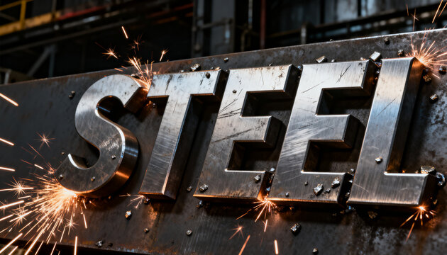 Industrial manufacturing and steel production metal fabrication with sparks flying during heavy welding process in a factory workshop Metallurgy and engineering concepts raw material processing