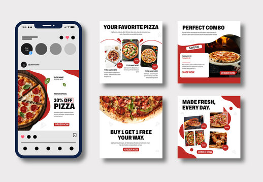 Delicious Cheese Pizza Promotional Design Social Media