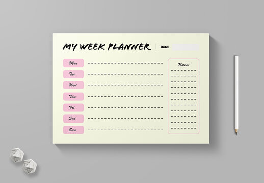 Minimal Weekly Schedule Planner Template Design