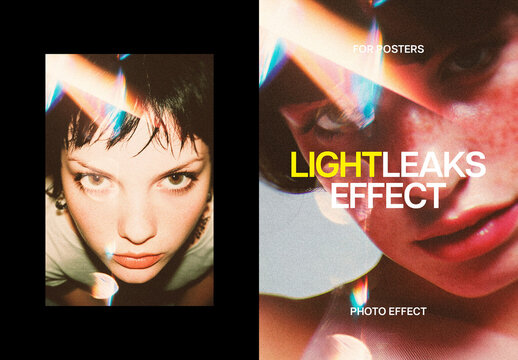 Vertical Light Leak Photo Effect For Poster And Print Design