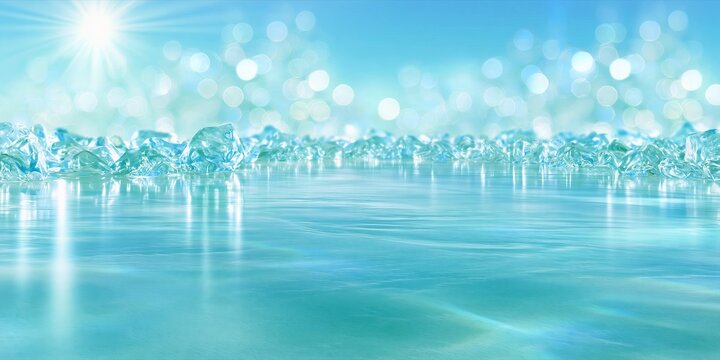 Icy blue stone surface with frozen crystals and a soft glow, providing a clean background and copy space for product mockup