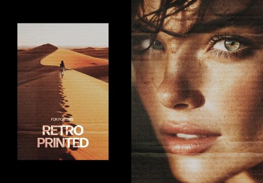 Vertical Retro Printed Photo Effect For Poster And Print Design