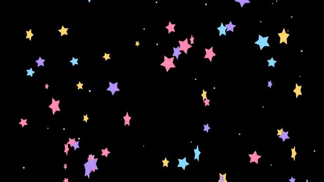 ピンクと水色の五芒星がひらひら舞い落ちる誕生日向け全画面透過ループモーショングラフィックス映像