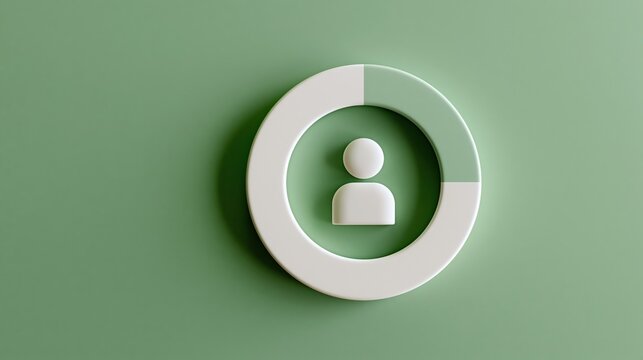 Person icon inside circular progress bar chart, digital interface element representing profile status or loading progress