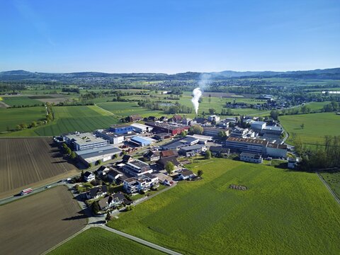 View of the industrial area, Merenschwand, Freiamt, Canton of Aargau, Switzerland