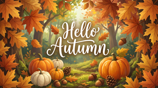 hello autumn nature scene ai generated background banner