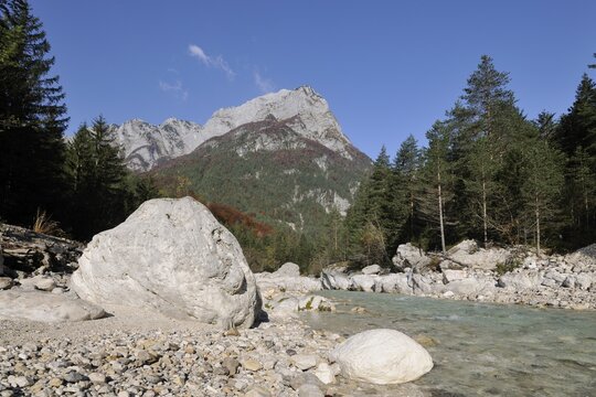Koritnica River and Mt Jerebica, Slovenia, Europe