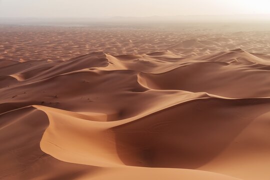 Sand dunes in the desert, dune landscape Erg Chebbi, Merzouga, Sahara, Morocco