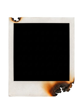 Single Burned Instant Film Frame Isolated