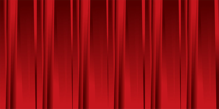 Vertical fabric folds texture with vibrant red shades designed for theatrical stage curtain backdrops and elegant events.