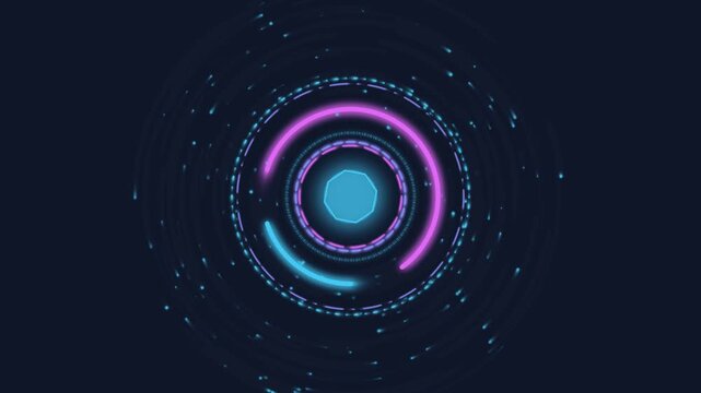 Abstract Futuristic HUD Interface with Neon Glowing Circles
