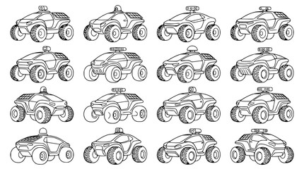 Futuristic ATV Police Car Lineup Isolated Transparent Background © Kejar