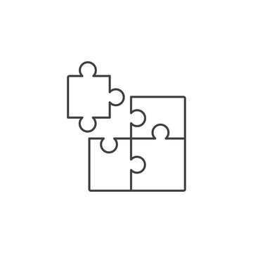 Puzzle piece line icon symbolizing connection, teamwork, problem solving, creativity, and collaboration