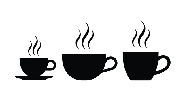 Coffee break cup silhouette collection for cafe menu and catering