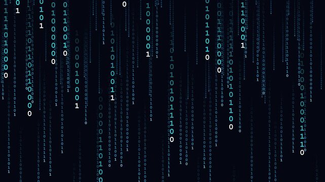 Blue Binary Code Digital Rain Background for Tech and Cyber Security 4K Animation