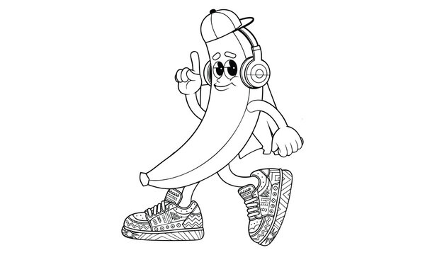 Banana line art t shirt design, Hand drawn lettering phrase isolated on white background, Calligraphy graphic design typography element, Hand written vector sign, svg