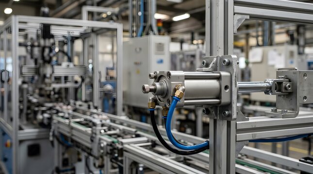 industrial robotic pneumatic cushioning cylinder for controlled motion damping and precision automation equipment operation